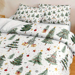 ensemble literie motif noel moderne blanc vert rouge oreillers taies doreiller drap plat festive