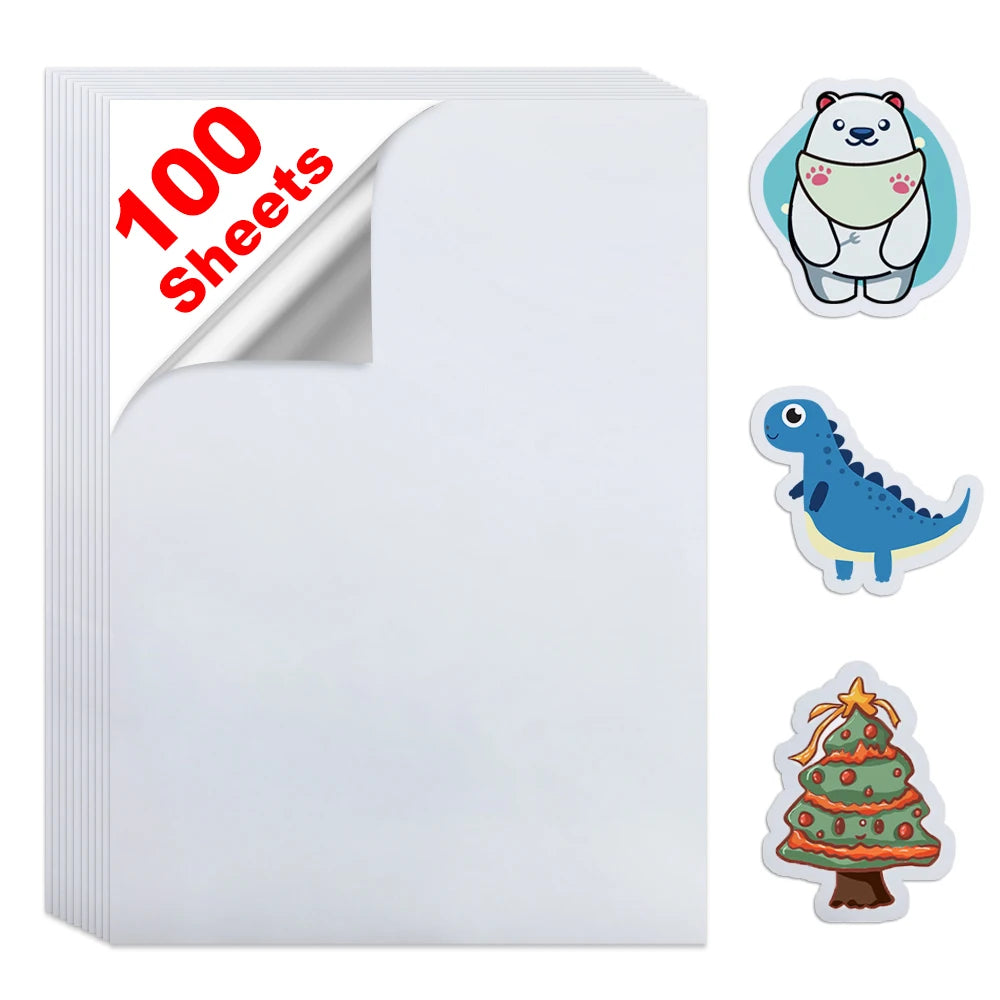 sticker adhésif transparent imprimable illustratif cartoon animaux planètes astronautes vinyle A4 210x297mm