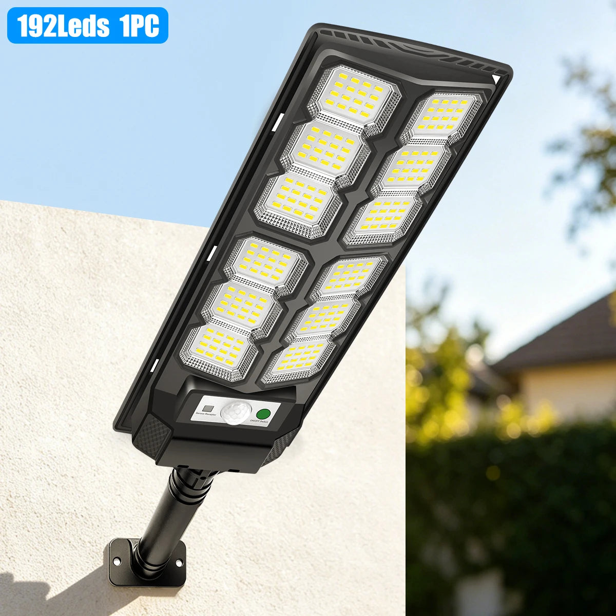lampe solaire 192 led noir moderne détecteur mouvement ip65 autoadaptativeextérieur