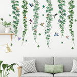 stickers muraux oiseaux lierre aquarelle naturels chambre enfants decoration murale adhésifs variés couleurs bleu