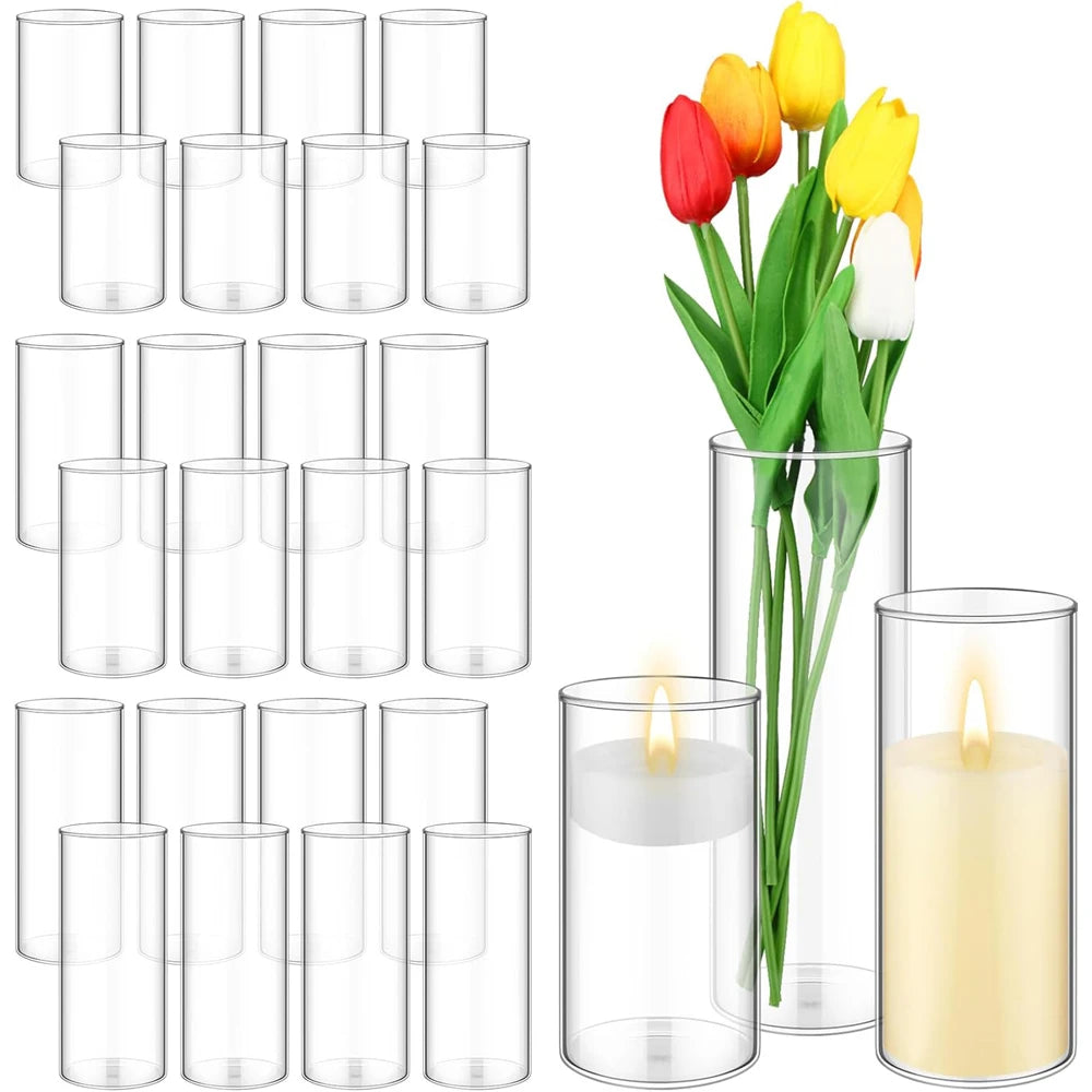 vases cylindriques verre transparent élégants minimaliste set decoration table maison mariage