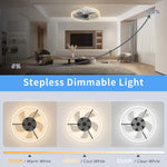 ventilateur plafonnier moderne lumière led multiple vitesses silencieux timer cristal blanc noir vert