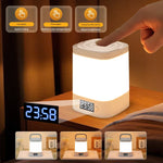 lampe multifonctionnelle horloge digitale éclairage blanc orange télécommande charge batterie rechargeable