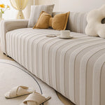 housse canapé polyestère beige rayures moderne anti poussière adhésif lavage machine 90 300cm