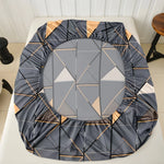 draps coton gris moderne housse lit élastique triangle beige noir doux minimaliste