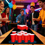 tapis jeu beer pong adulte soirée triangles billard logo festif gobelets plastique