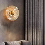 applique murale moderne dorée transparente rayures concentriques 28cm lumière chaude chambre salon