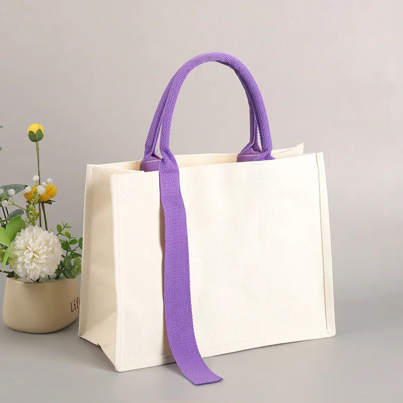 sac main toile blanc orange rouge violet rose moderne pratique sans fermeture éclair poignées