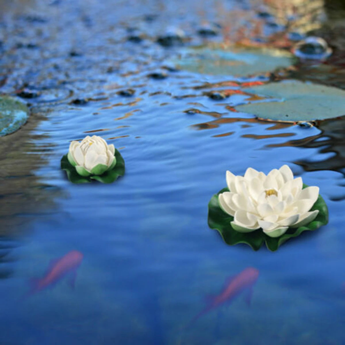 fleur artificielle lotus blanc vert décoration intérieure réaliste feuilles ovales pétales délicats opaques eyelets
