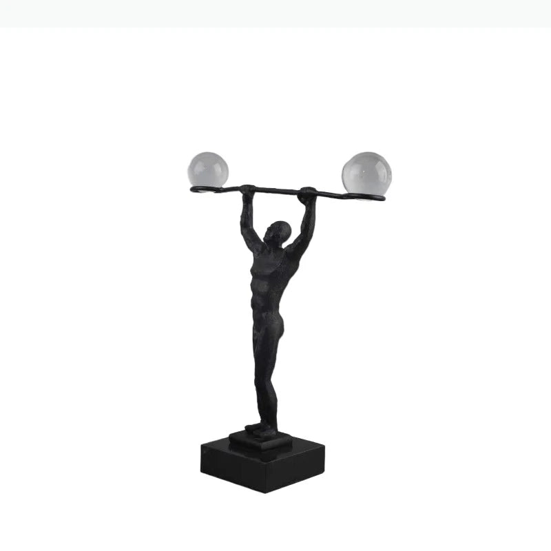 sculpture décorative moderne noir transparent figure humaine musclee sphères lisses maison art deco