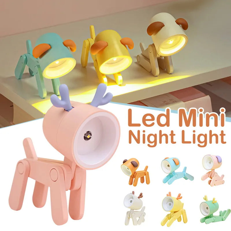 petite lampe chevet led mini forme chien cornes décor chambre enfant enfantin portable