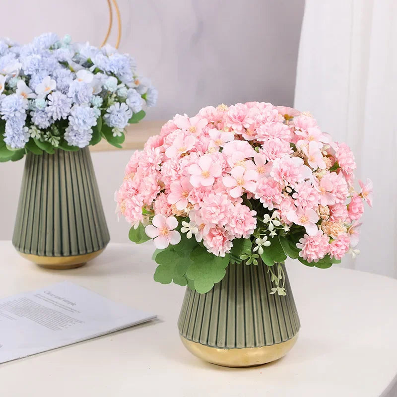 bouquet fleurs artificielles soie rose bleu violet blanc intérieur mariage anniversaire baby shower
