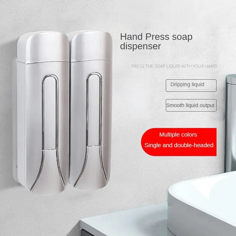 distributeur savon main blanc moderne adhésif minimaliste liquide salle bain poignée déclenchement
