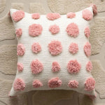 taie d'oreiller carrée brodée cœur géométrique 100% polyester blanc rose décoration maison boho chic