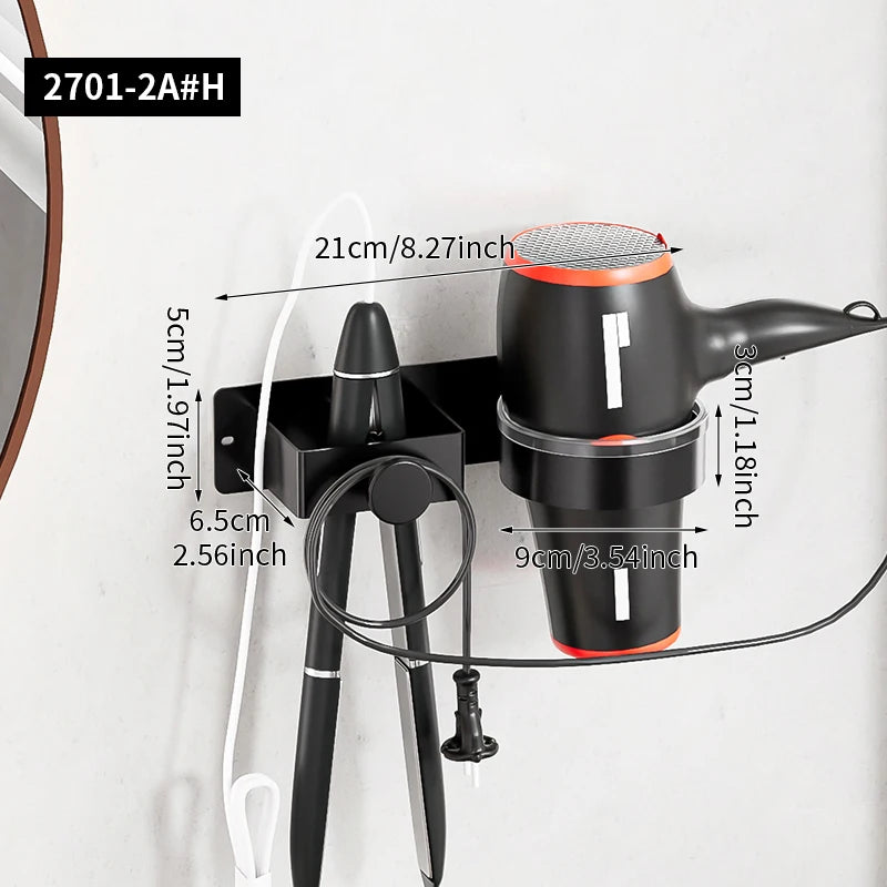 support mural adhésif noir rose coiffeur accessoires secateur brosse fer lisser moderne salle bain