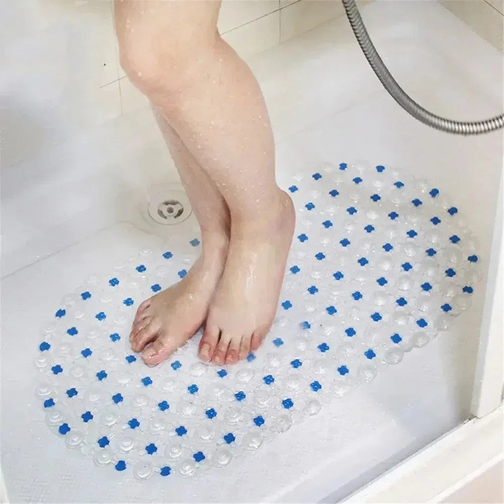 tapis bain antidérapant ventouse massage salle bain moderne couleurs variées transparent reliefs réguliers