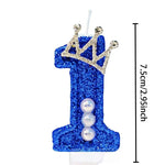 bougies chiffre anniversaire bleu pailleté décoratives festives crochet couronne numérotées grande taille