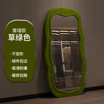 grand miroir vertical moderne cadre bois tissu velours salon chambre