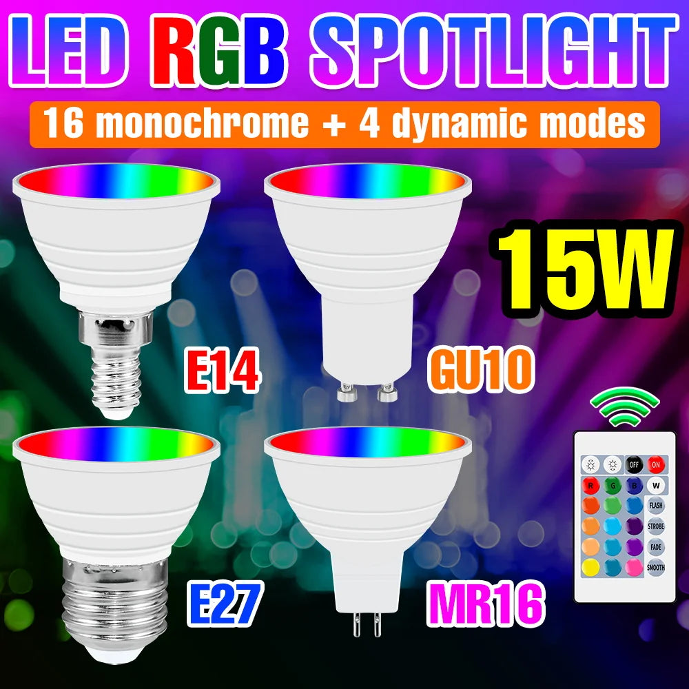 ampoules led rgb e14 e27 gu10 mr16 blanc transparent opaque moderne télécommande