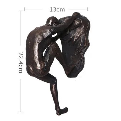statuette escalade homme résine argentée nu réaliste moderne opaque