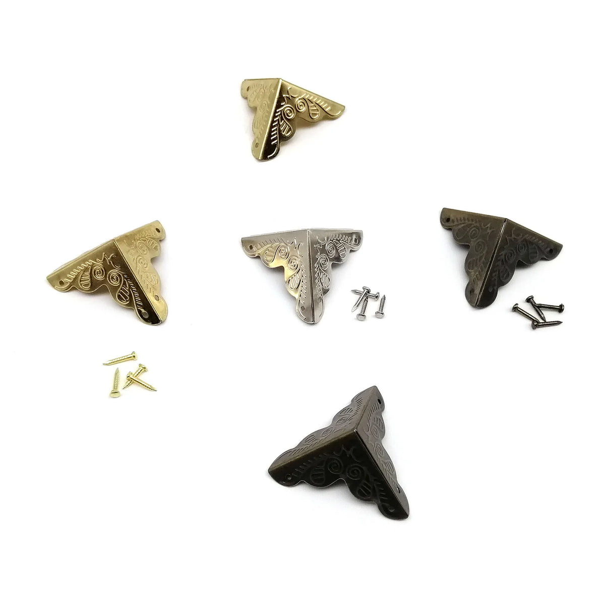cornières décoratives or argent ornements floraux vintage protection angle vis fixations meubles