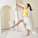 couverture coton doublon 100% coton bleu violet vert blanc moderne fixée boutons