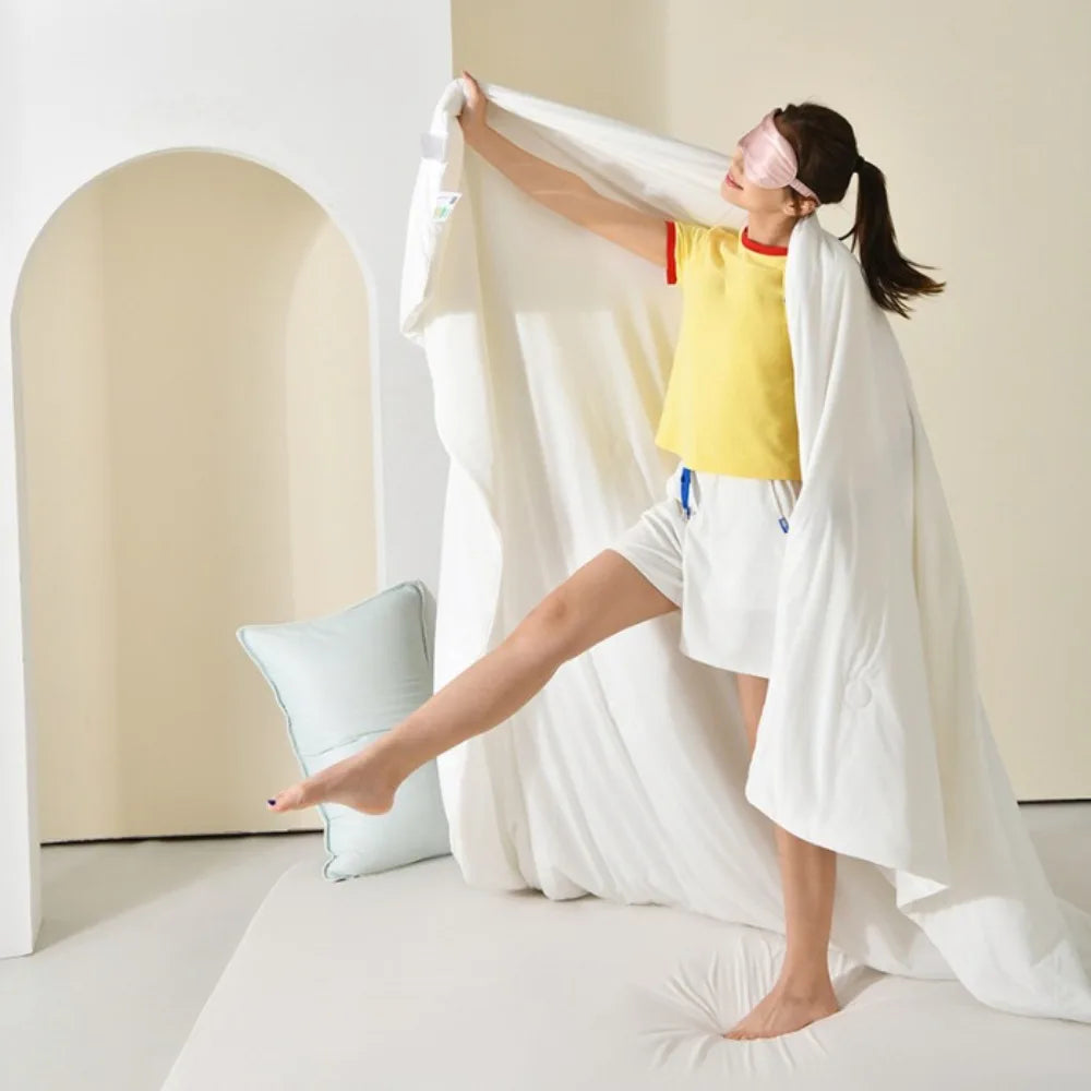 couverture coton doublon 100% coton bleu violet vert blanc moderne fixée boutons