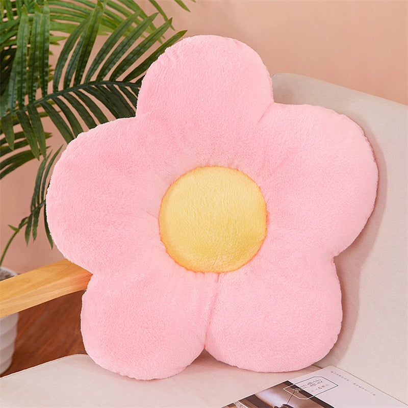 coussin fleur peluche lavable rose gris vert jaune violet moderne chambre lit