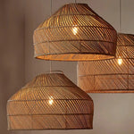 suspension lumineuse tressée moderne cordon beige naturel artisanale vintage pendentif chambre salle manger
