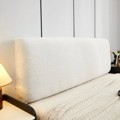 Housse de tête de lit en velours coton blanc, design moderne minimaliste