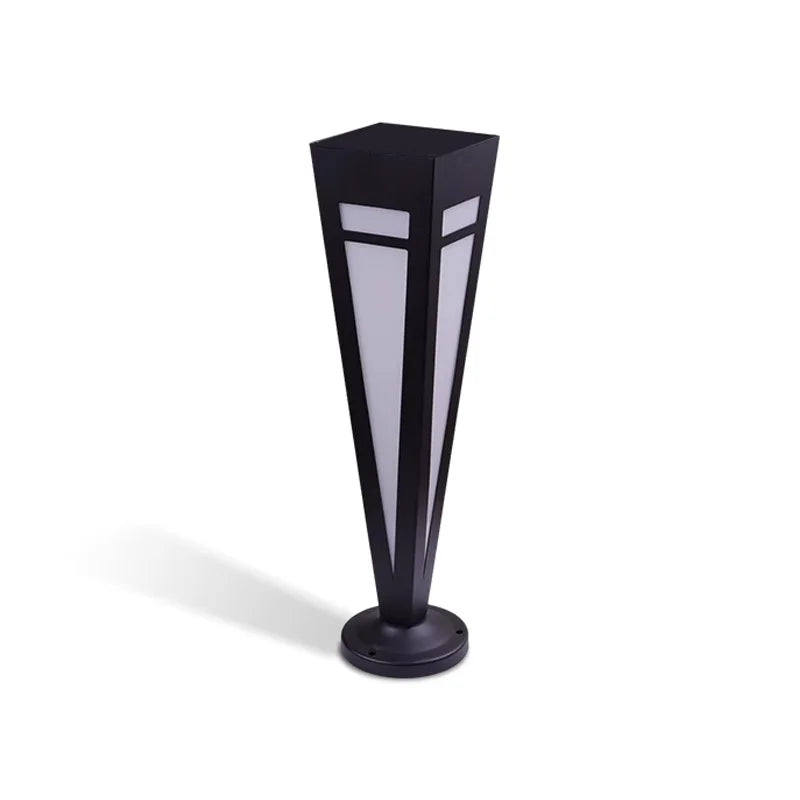 lampe led extérieure moderne noire blanche triangles géométriques étanche piquet jardin villa