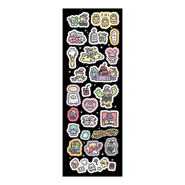 stickers kawaii multicolores dessins animés adhésifs mignons thème cuisine jeux vidéo halloween