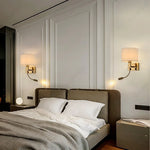 lampe murale moderne tissu noir beige éclairage chambre cuisine salle manger led angle réglable