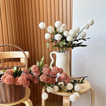décoration intérieure bouquet dandelions artificiels 50cm couleurs automnales vase céramique blanc