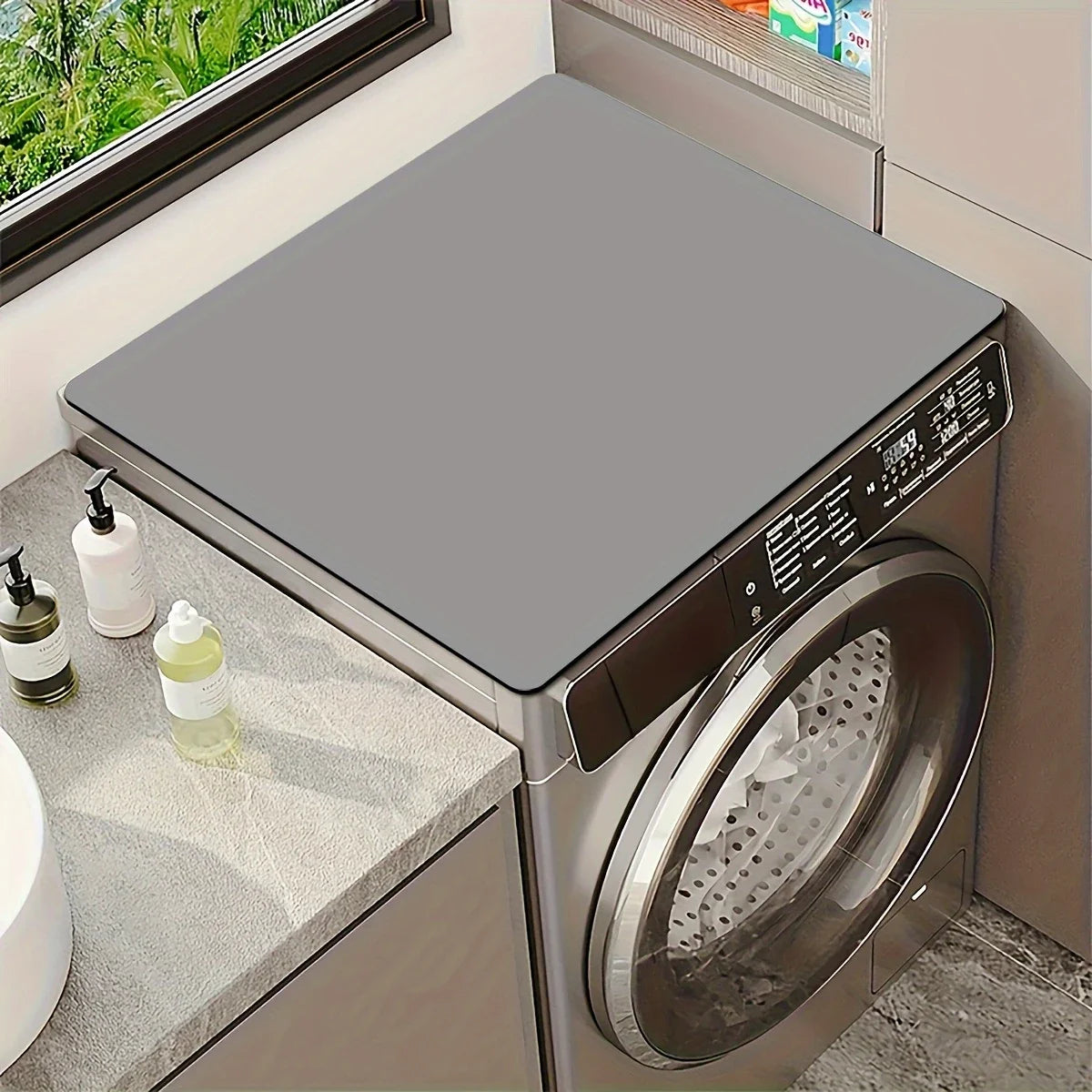 tapis sol gris moderne texture tissée antidérapant absorbant drainage vaisselle