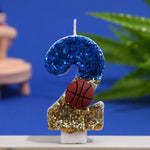 bougies anniversaire forme chiffres bleu paillette doré rouge basket blanc paillettes motifs sportifs clips
