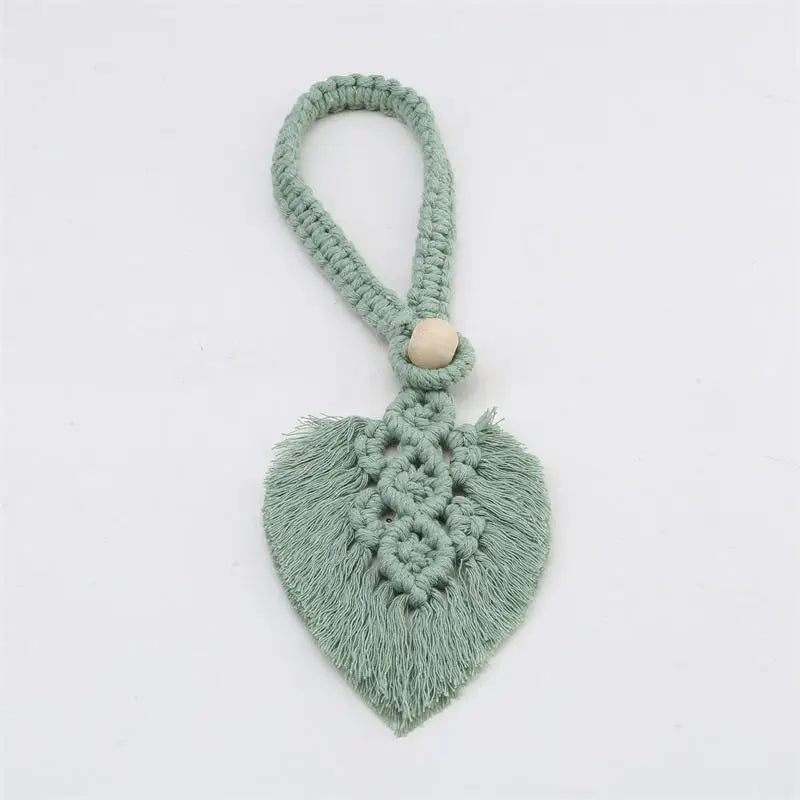 rideaux macramé boho franges beige vert gris jauneclair