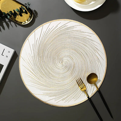 Set de table rond en vinyle imperméable avec motif feux d'artifice vu de dessus