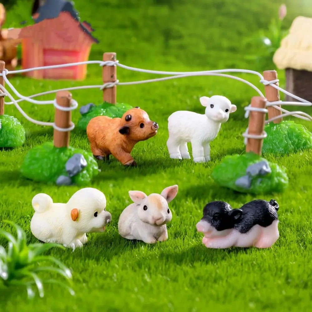 figurines animaux résine miniature blanche noire réaliste détails fins maison decoration microlandscape