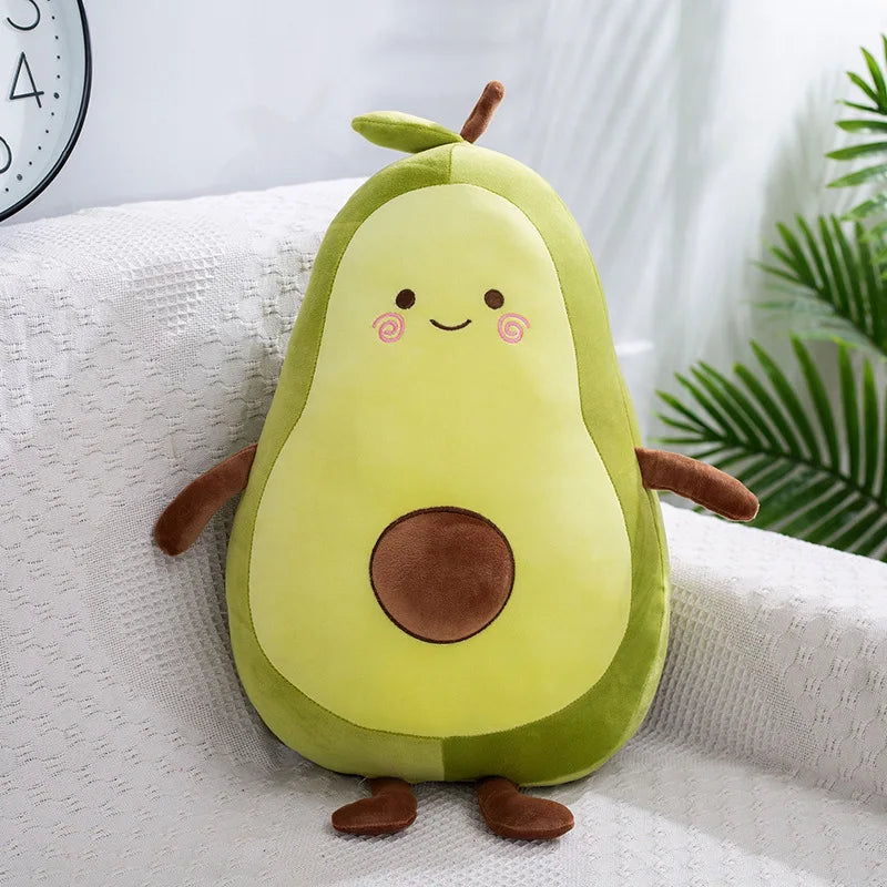 peluche avocat souriant mignon cartoon vert brun lit chambre décoration intérieure française enfants chambre