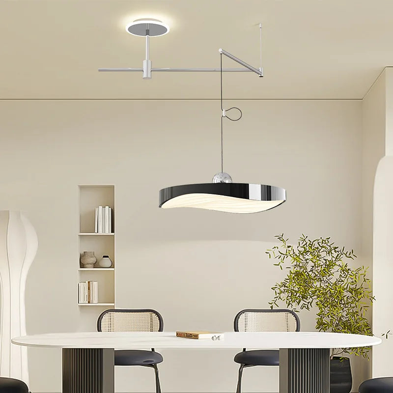 suspension lumineuse moderne rouge blanc noir vert rayures horizontales opaques eyelets led