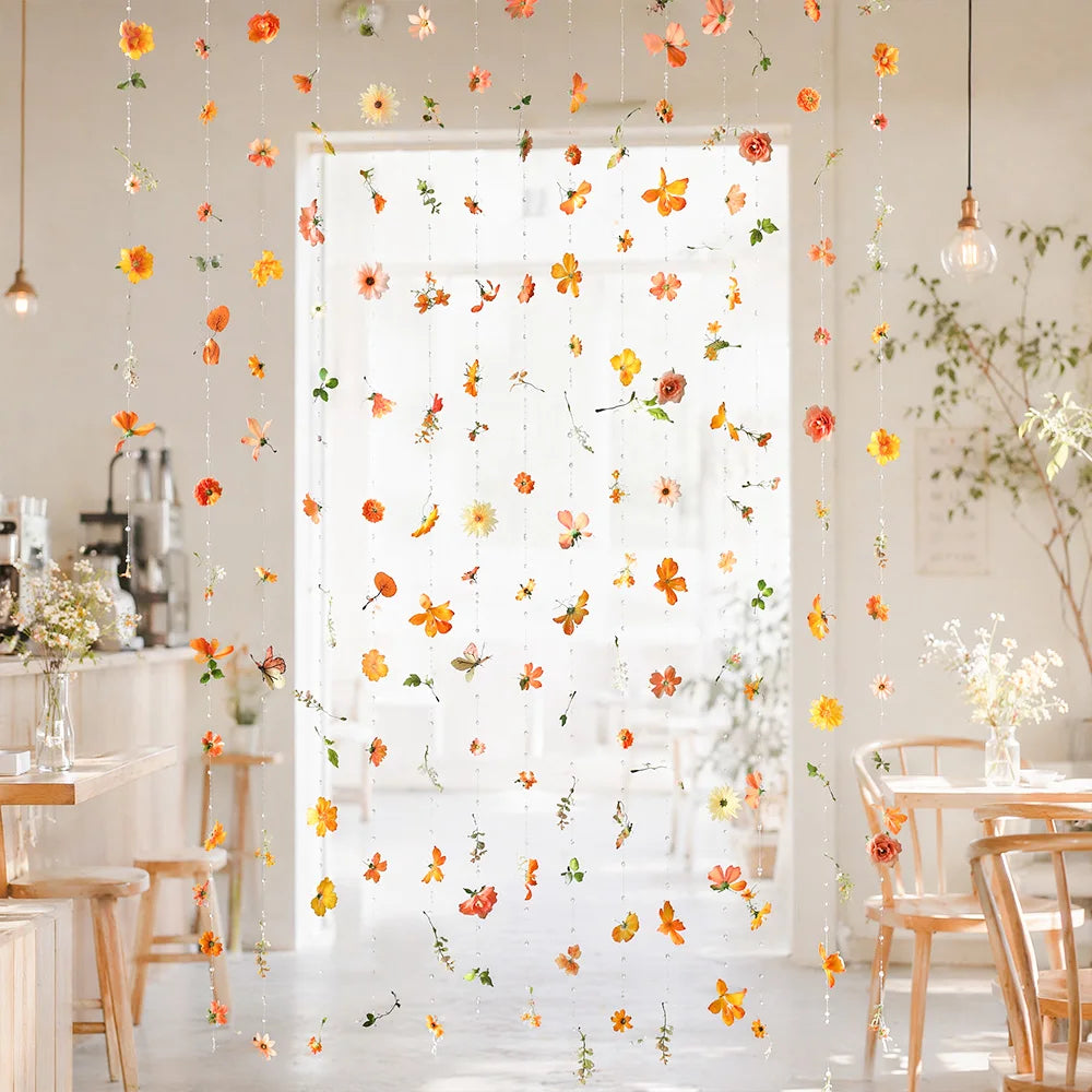 guirlande fleurs artificielles roses feuilles vertes decoration maison mariage anniversaire baby shower
