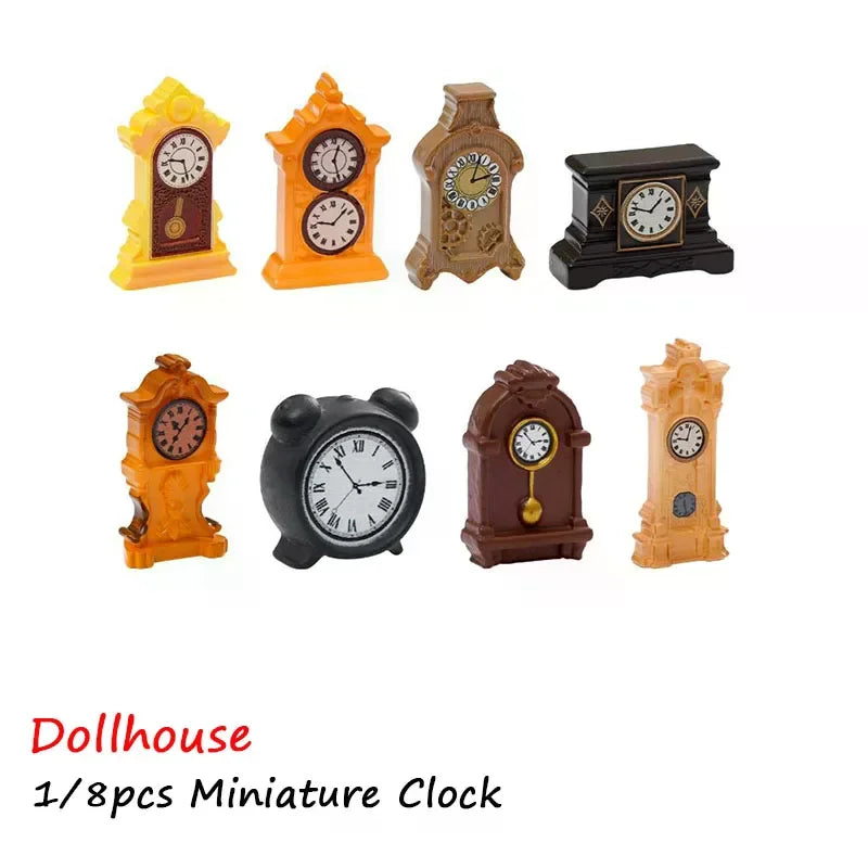 horloges miniatures vintage accessoires résine orange noir marron jaune classiques détaillées aiguilles cadres motifs