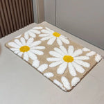 tapis sol moderne fleurs blanches absorbant eau non glissant intérieur maison coton doux