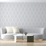 feuilles stylisées stencil blanc brun art deco peinture murale projet artisanal texture opaqueduocircle