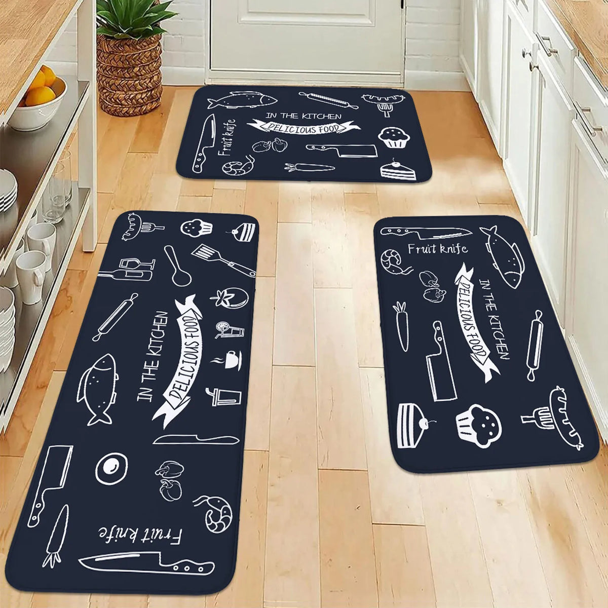 tapis cuisine motifs alimentaires motifs floraux polyester antidérapant moderne intérieur prière