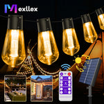 guirlande lumineuse solaire extérieure modes ambrée filaments visibles télécommande led contemporaine