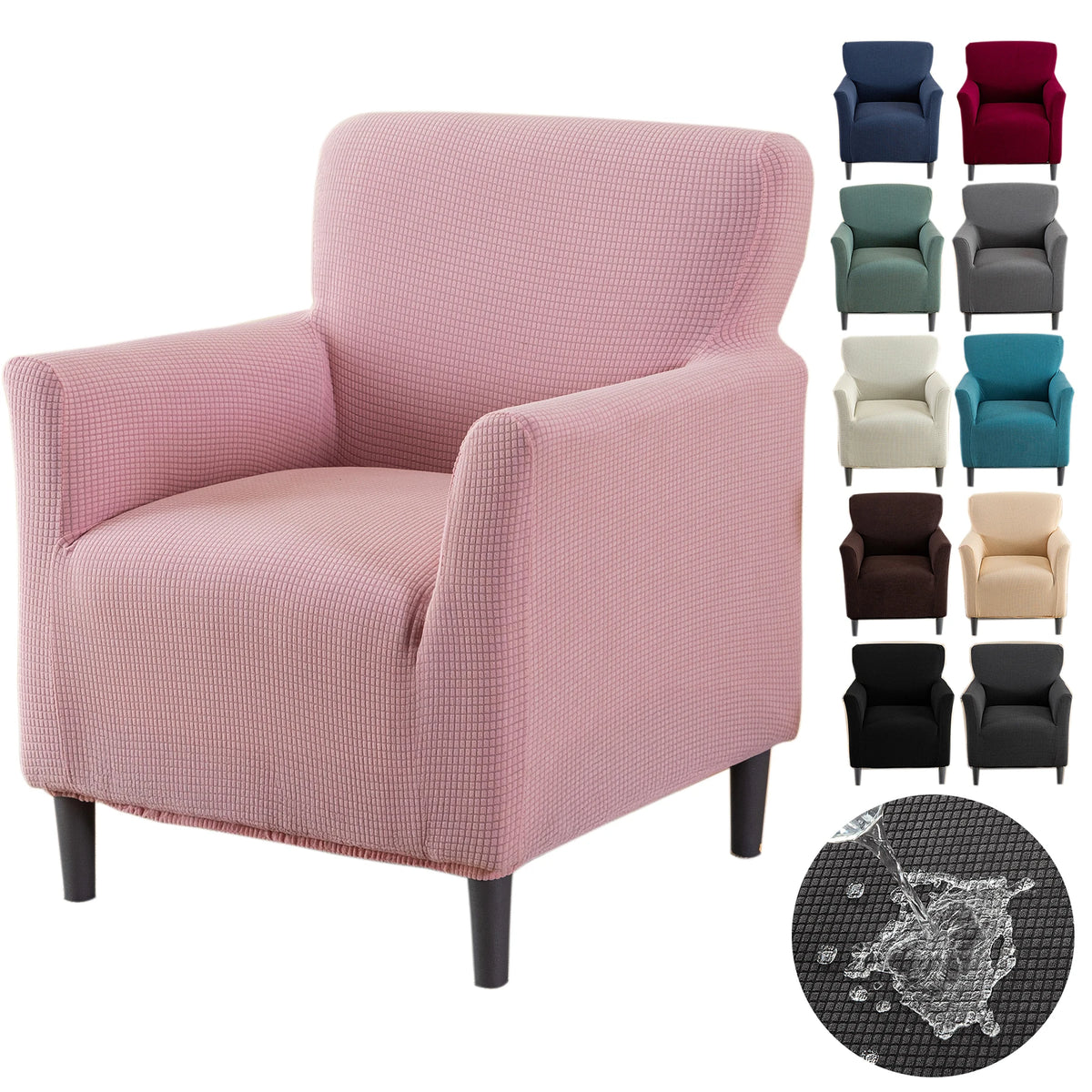 housse canapé jacquard extensible antidérapante lavable moderne couleur rose clair beige vert noir tissu