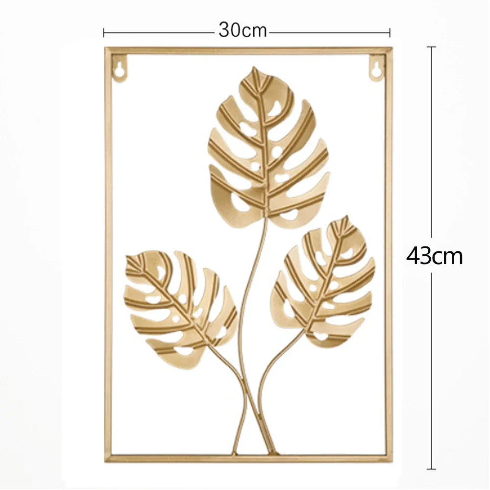 décoration murale métal feuilles dorées moderne minimaliste objet intérieur salon chambre