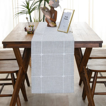tableau chemin table gris clair moderne rayures carrées polyester maison festif decoration table serviettes